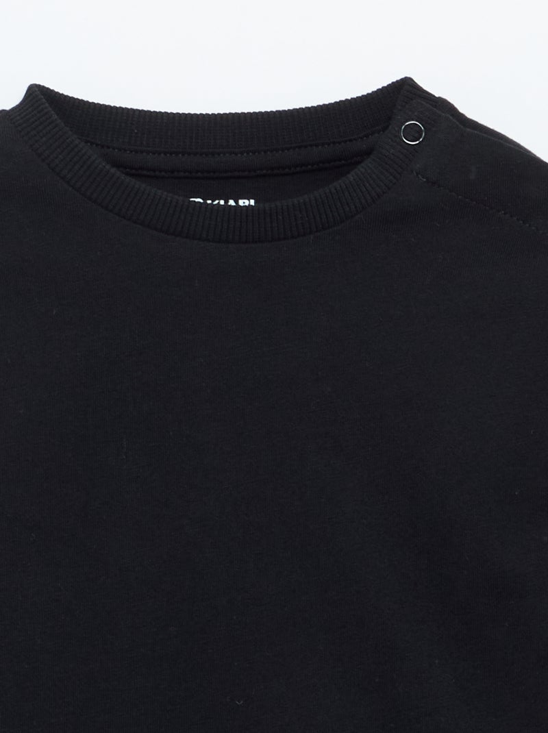 Einfarbiges Langarm-T-Shirt Noir - Kiabi