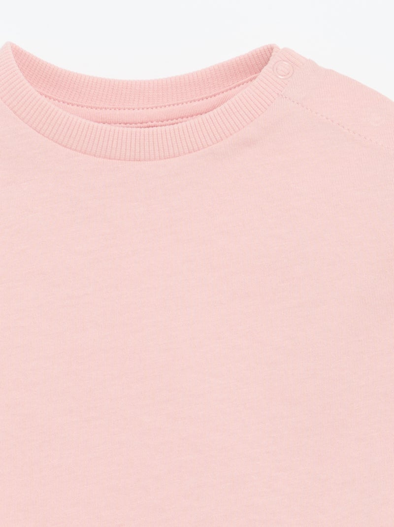 Einfarbiges Langarm-T-Shirt Rose - Kiabi