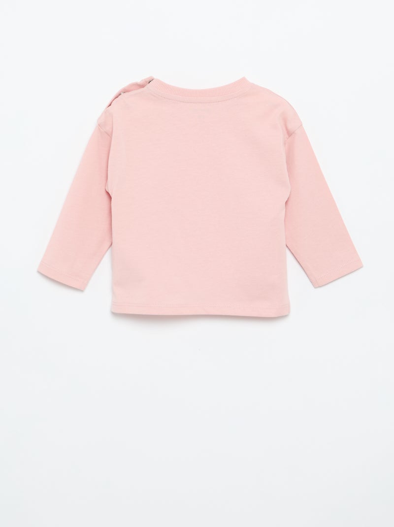 Einfarbiges Langarm-T-Shirt Rose - Kiabi