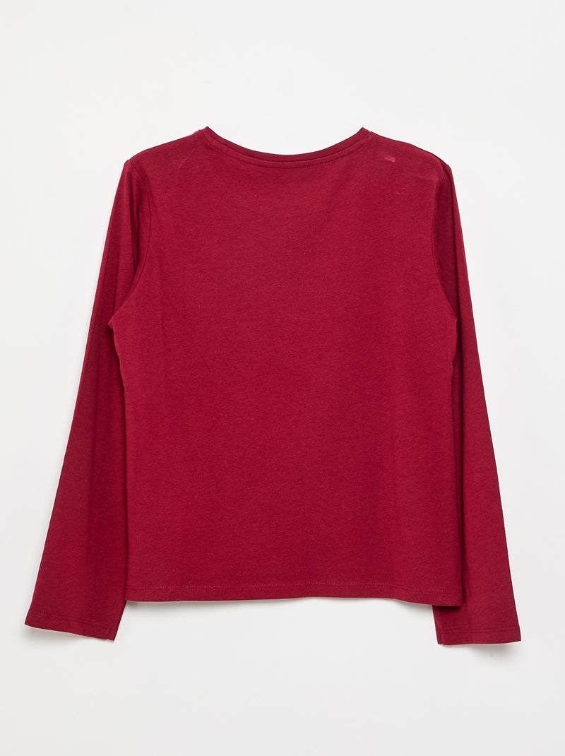 Einfarbiges Langarm-T-Shirt Rot - Kiabi
