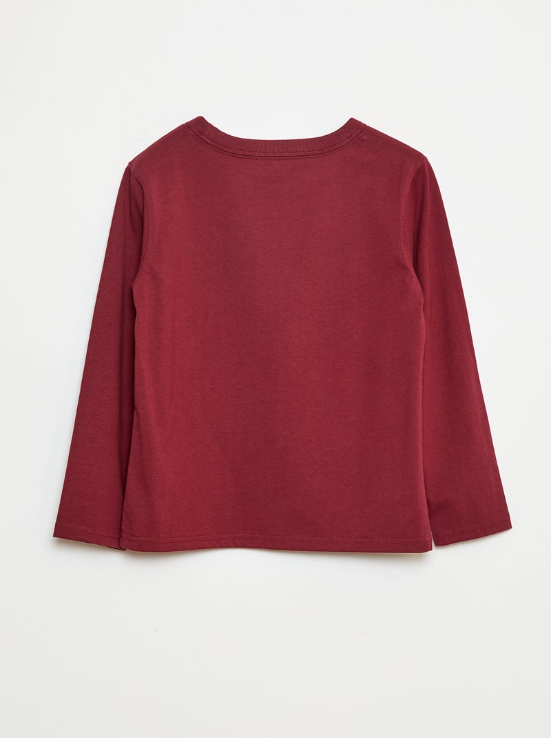 Einfarbiges Langarm-T-Shirt Rot - Kiabi