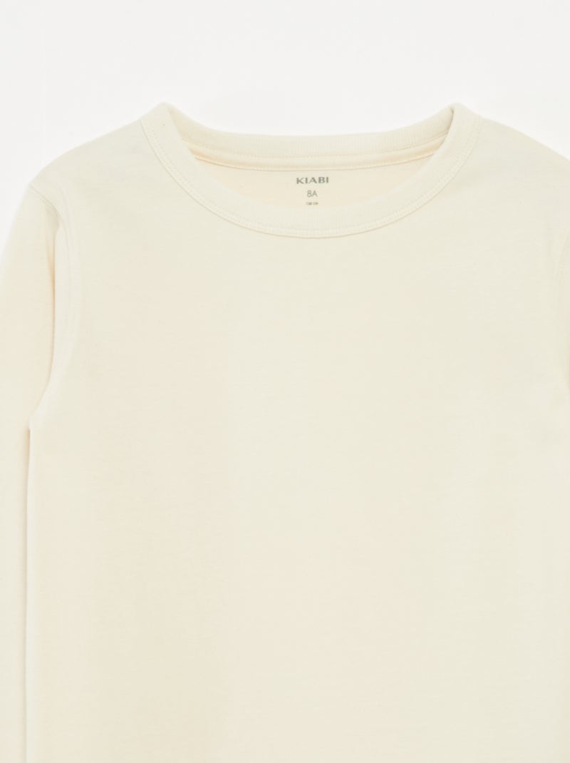 Einfarbiges Langarm-T-Shirt Weiß - Kiabi