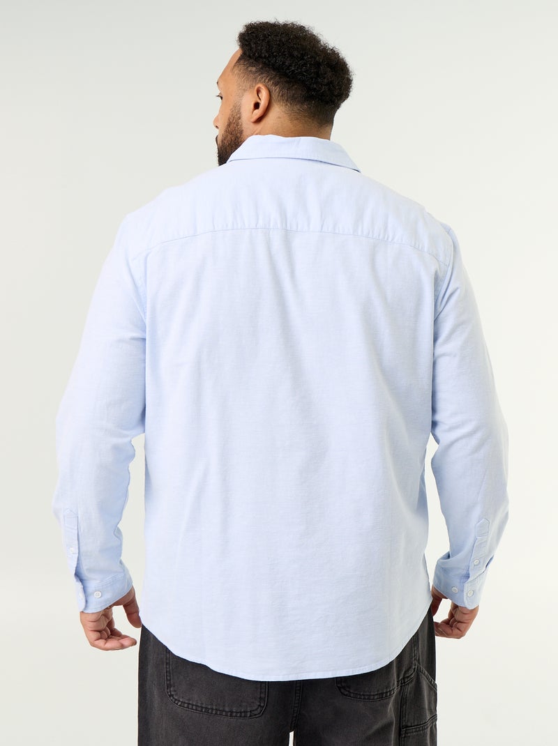 Einfarbiges Langarmhemd Bleu - Kiabi