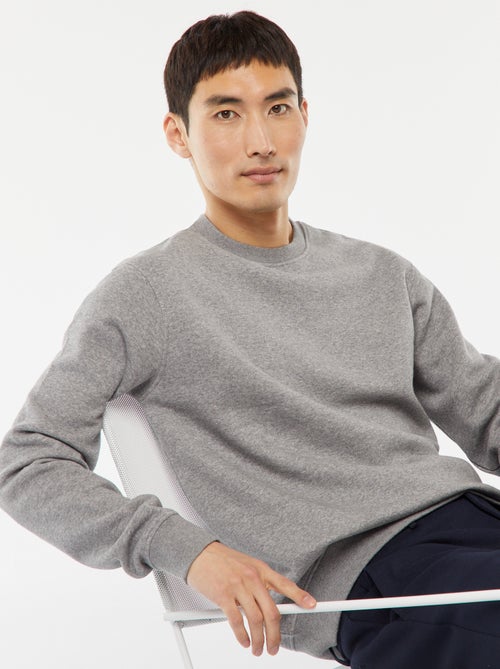 Einfarbiges Molton-Sweatshirt mit Rundhalsausschnitt - Kiabi