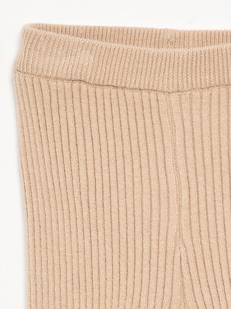 Einfarbiges Rippstrick-Legging Beige - Kiabi