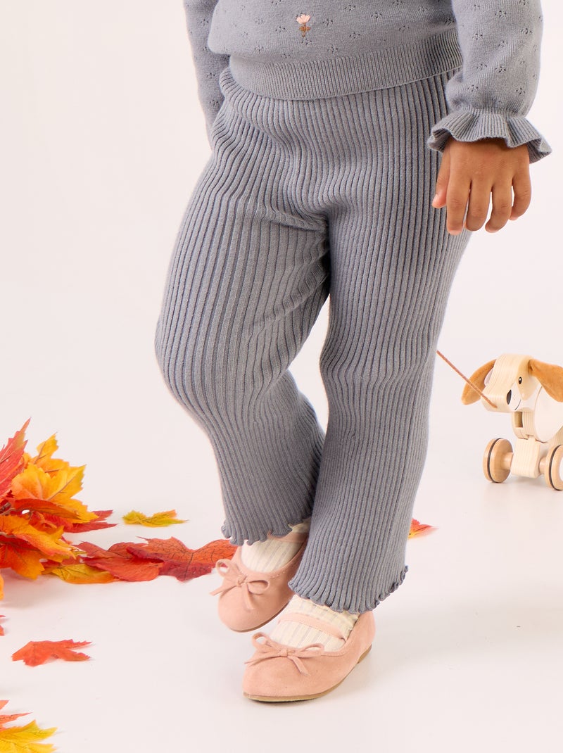 Einfarbiges Rippstrick-Legging Grau - Kiabi