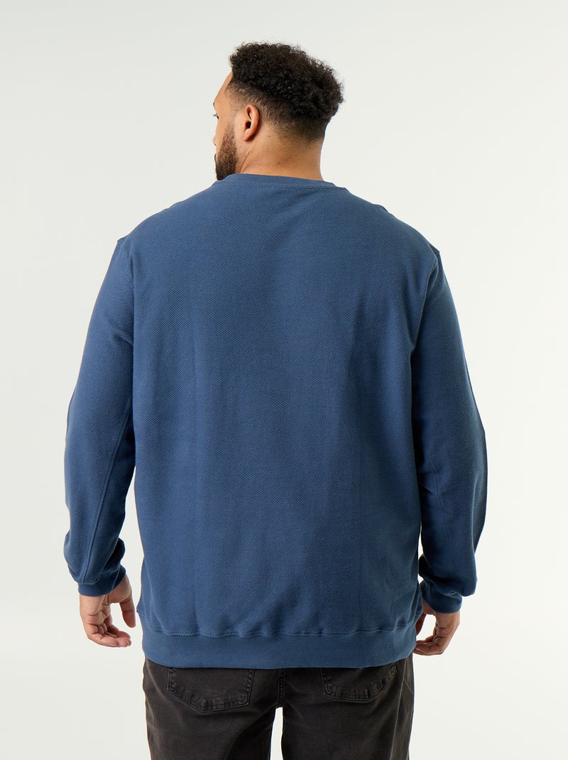 Einfarbiges Rippstrick-Sweatshirt Bleu - Kiabi