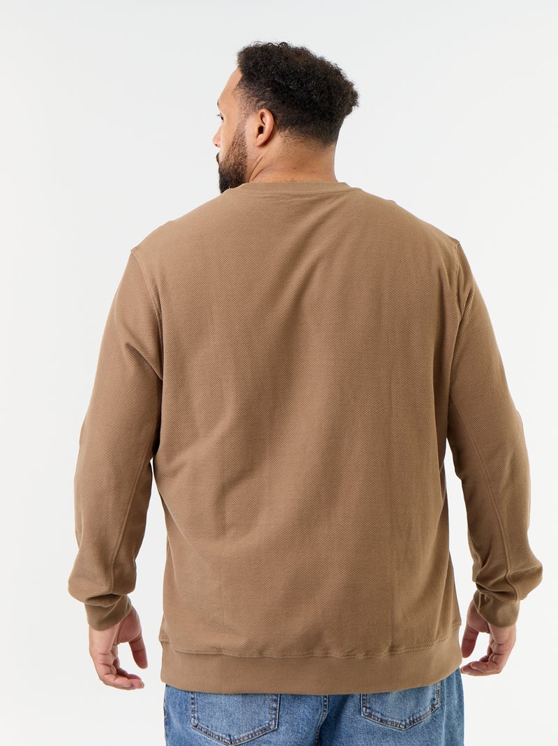 Einfarbiges Rippstrick-Sweatshirt Marron - Kiabi