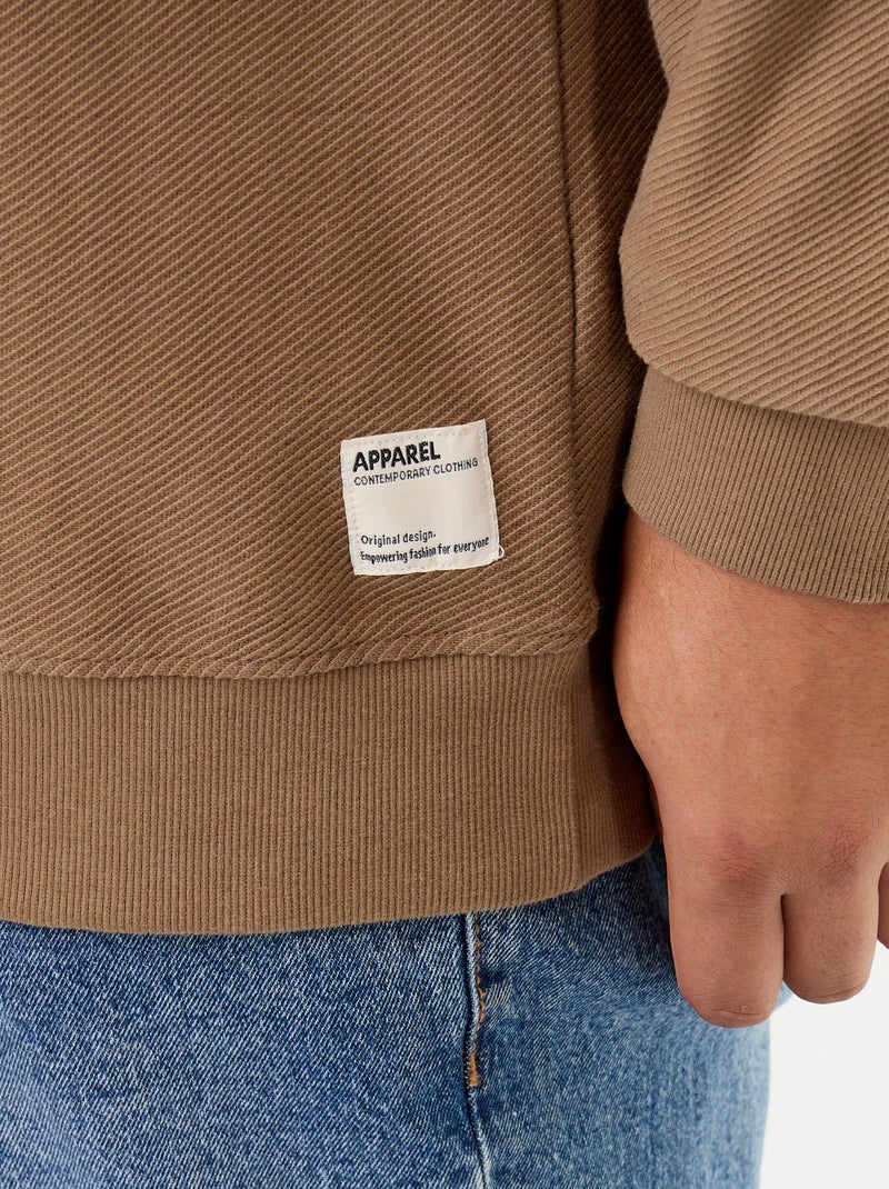 Einfarbiges Rippstrick-Sweatshirt Marron - Kiabi