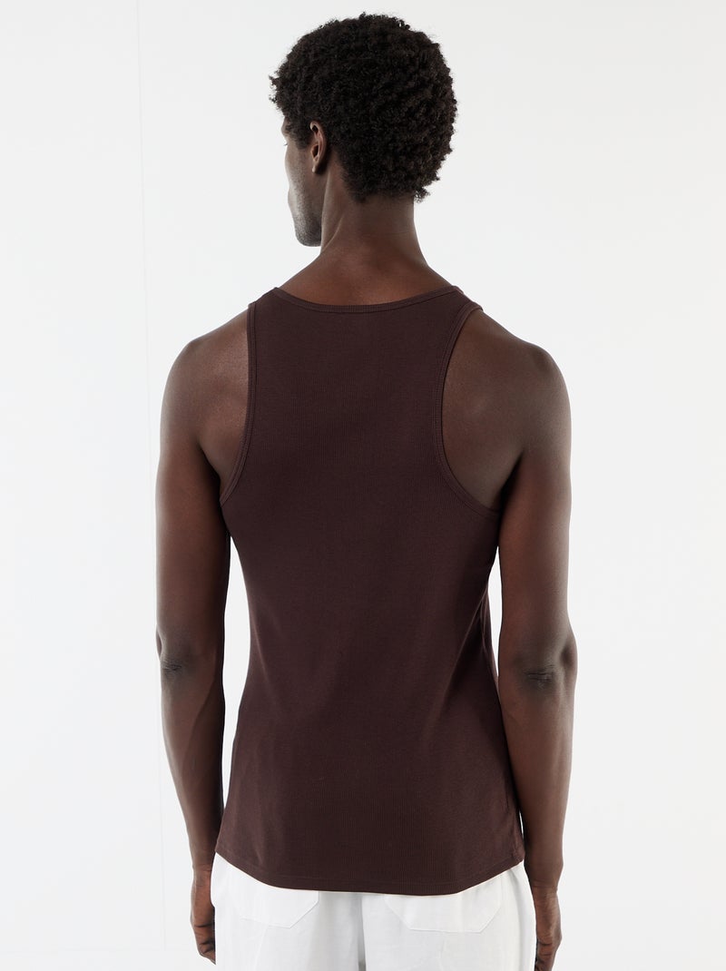 Einfarbiges Rippstrick-Tanktop Braun - Kiabi