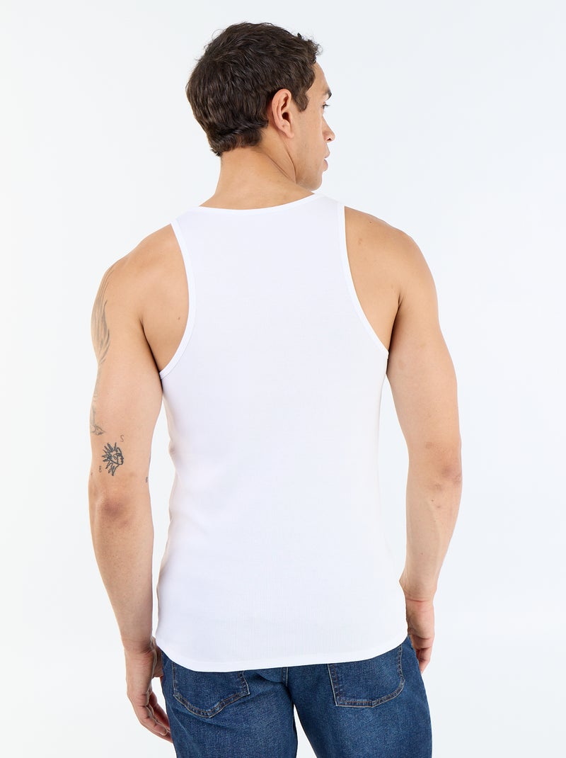 Einfarbiges Rippstrick-Tanktop Weiß - Kiabi