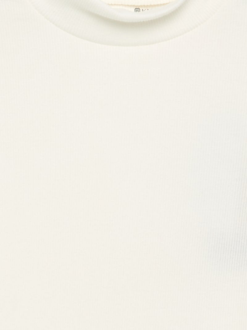 Einfarbiges Rollkragenshirt mit Wellenkanten Blanc - Kiabi
