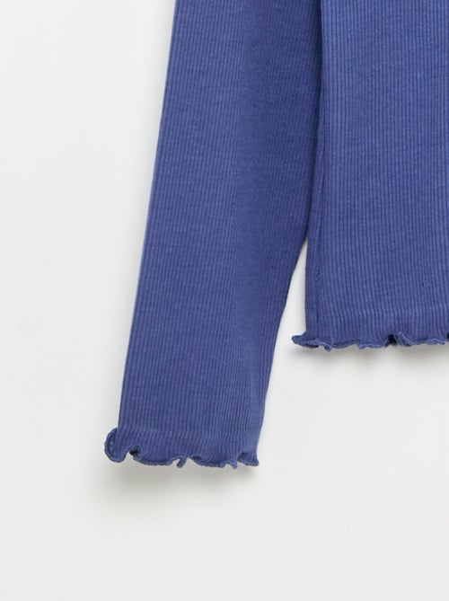 Einfarbiges Rollkragenshirt mit Wellenkanten - Kiabi