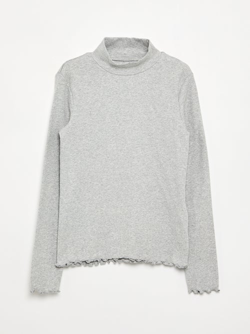 Einfarbiges Rollkragenshirt mit Wellenkanten - Kiabi