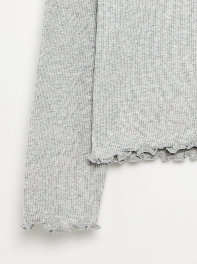 Einfarbiges Rollkragenshirt mit Wellenkanten Gris - Kiabi