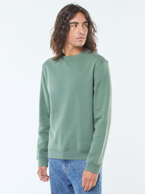 Einfarbiges Rundhals-Sweatshirt aus angerautem Molton - Kiabi