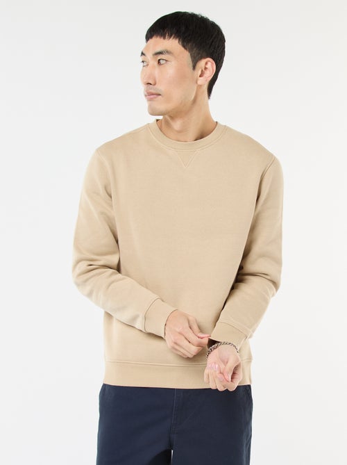 Einfarbiges Rundhals-Sweatshirt aus angerautem Sweatstoff - Kiabi