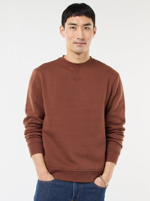 Einfarbiges Rundhals-Sweatshirt aus angerautem Sweatstoff - Kiabi