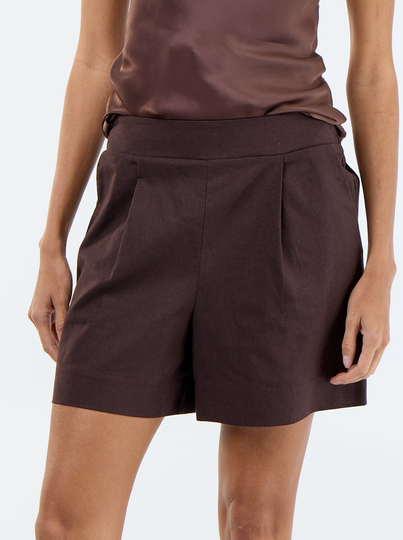 Einfarbiges Short aus Leinenmischung Braun - Kiabi