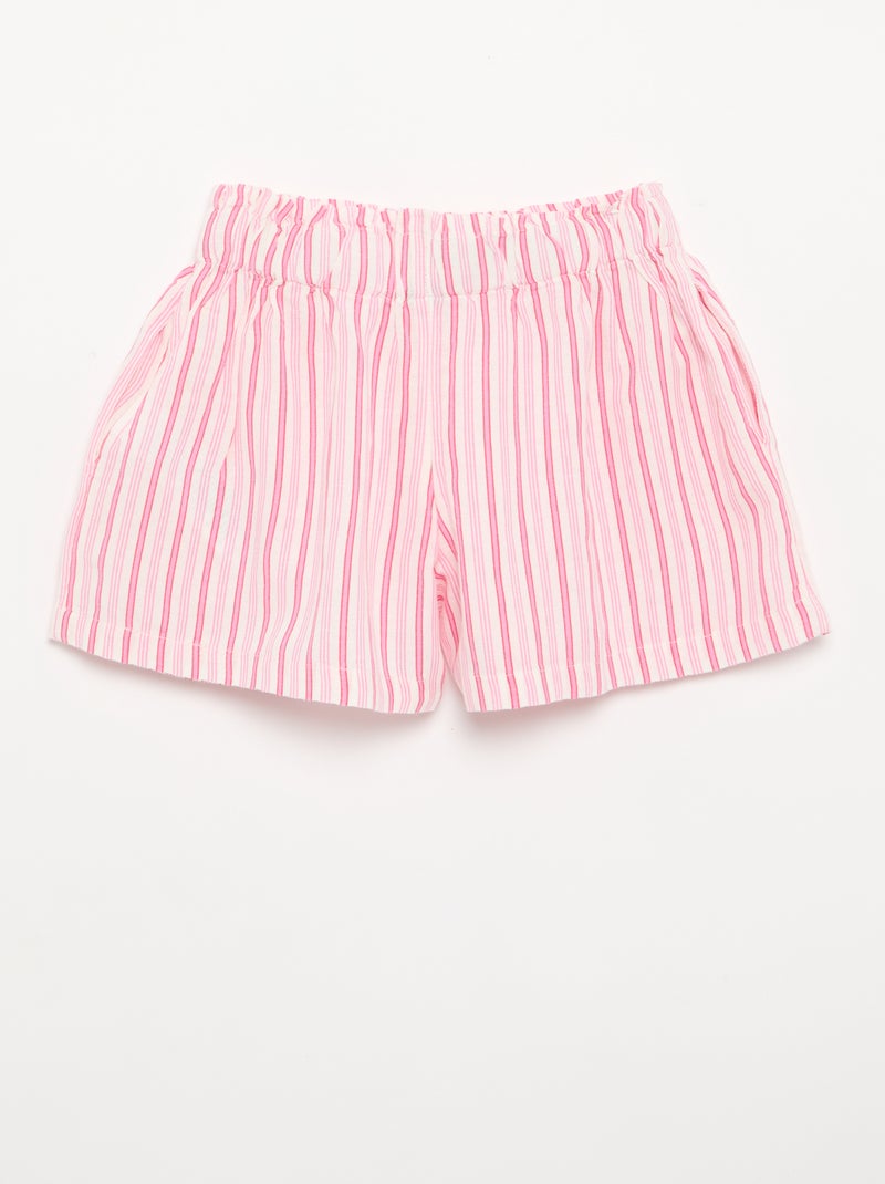 Einfarbiges Short mit Zierschleife Rosa - Kiabi