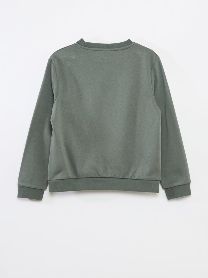 Einfarbiges Sweatshirt aus angerautem Molton Grün - Kiabi