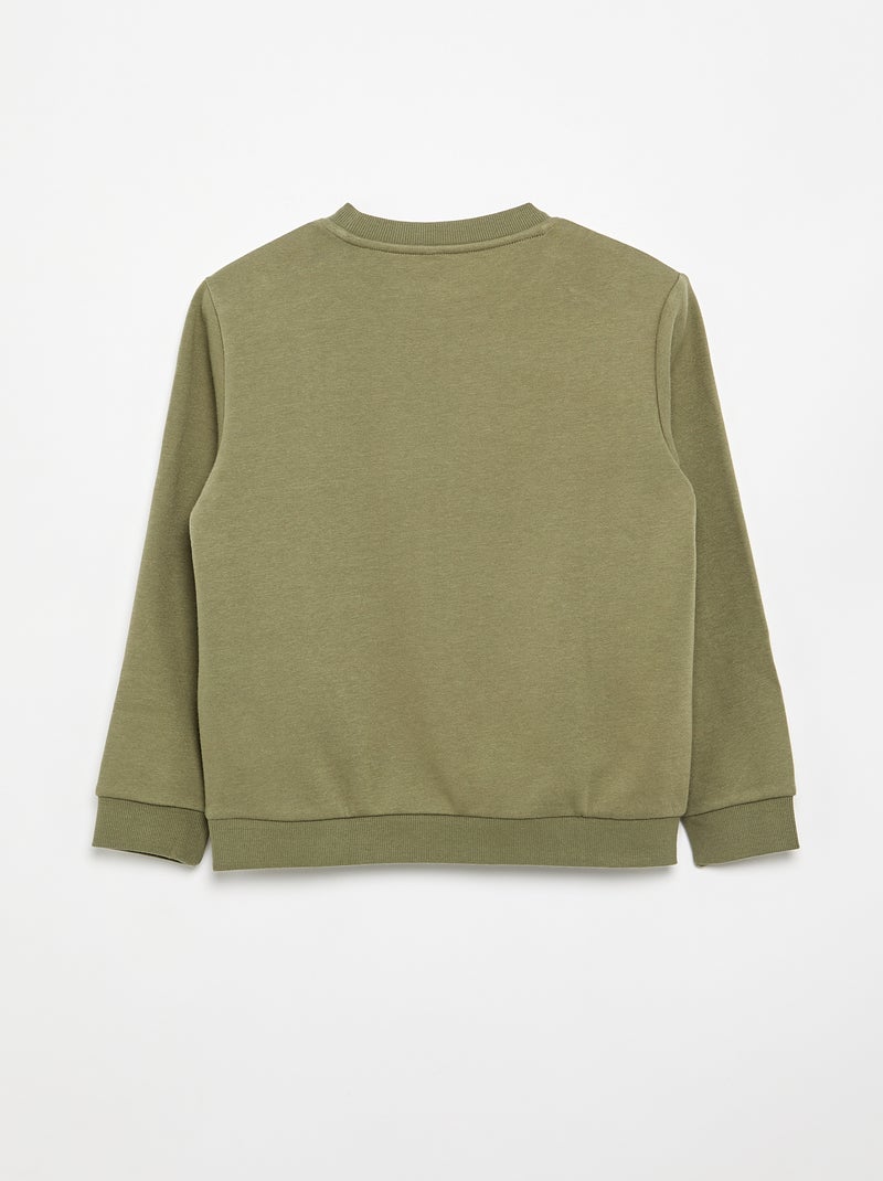 Einfarbiges Sweatshirt aus angerautem Molton Grün - Kiabi