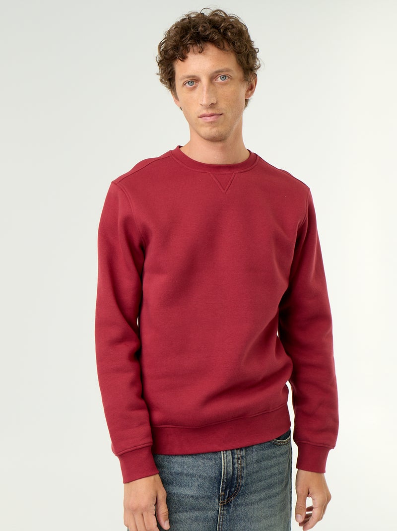 Einfarbiges Sweatshirt aus angerautem Molton Rouge - Kiabi
