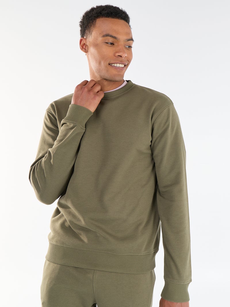 Einfarbiges Sweatshirt aus French Terry Kaki - Kiabi