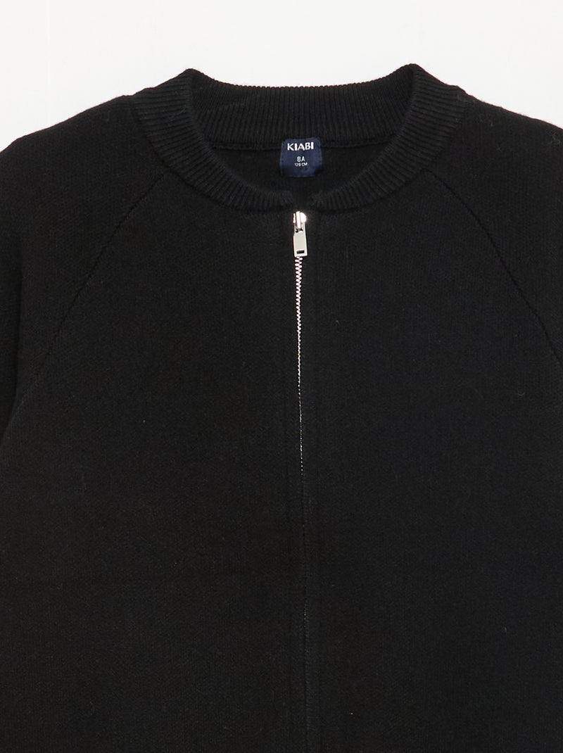 Einfarbiges Sweatshirt mit Reissverschlusskragen Schwarz - Kiabi