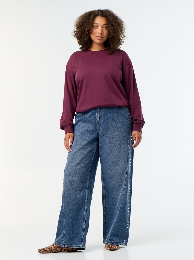 Einfarbiges Sweatshirt mit Rundhalsausschnitt aus French Terry Rosa - Kiabi