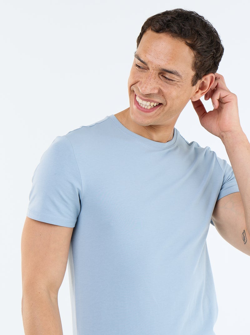Einfarbiges T-Shirt - Slim Fit Blau - Kiabi