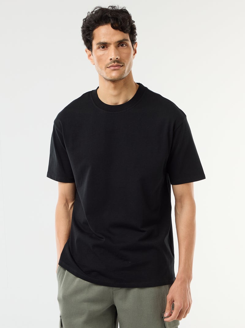 Einfarbiges T-Shirt im Comfort Fit / Oversize-Look Schwarz - Kiabi