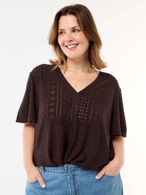 Einfarbiges T-Shirt mit Ajourmuster - Kiabi Einfarbiges T-Shirt mit Ajourmuster - Kiabi