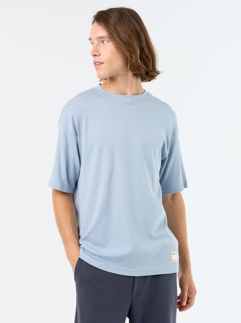 Einfarbiges T-Shirt mit kurzen Ärmeln und Rundhalsausschnitt Bleu - Kiabi