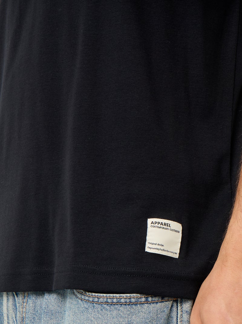 Einfarbiges T-Shirt mit kurzen Ärmeln und Rundhalsausschnitt Noir - Kiabi