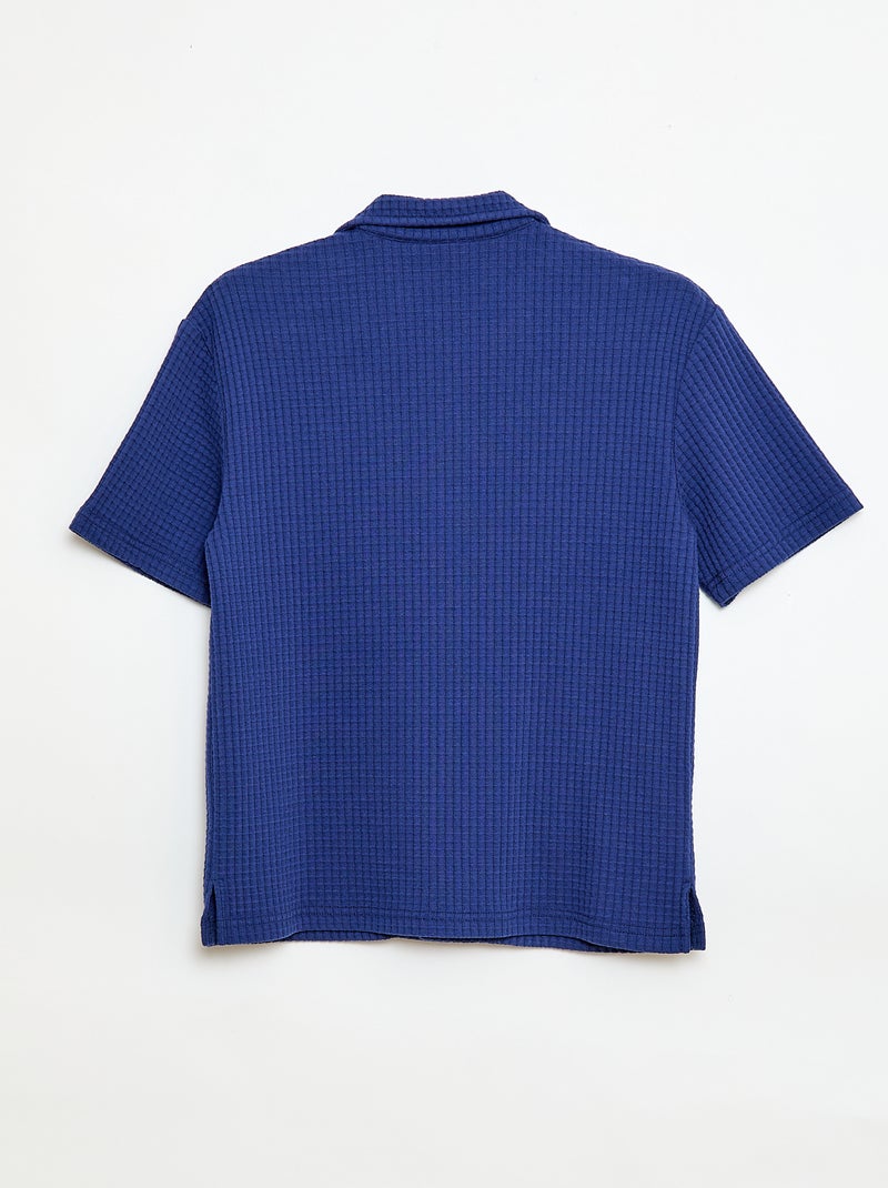 Einfarbiges Waffelhemd Blau - Kiabi