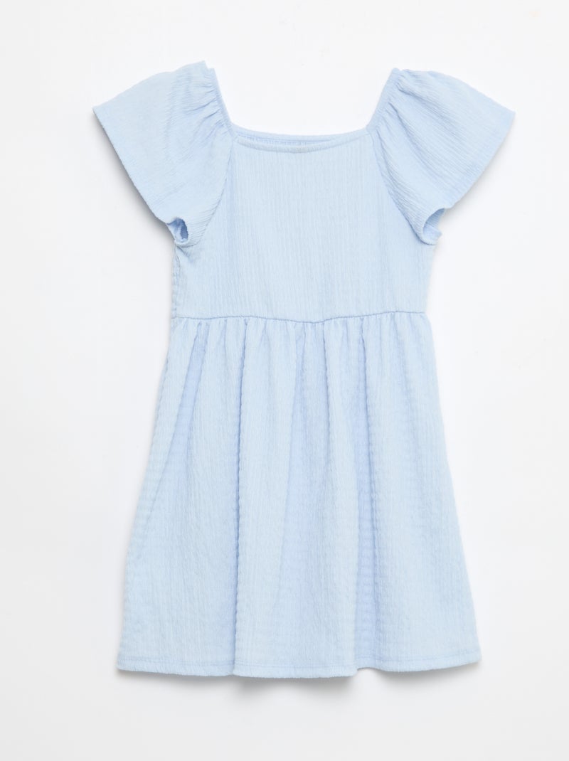 Einfarbiges Waffelstrickkleid Blau - Kiabi
