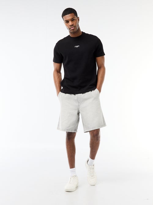 Elastic Waist Denim Bermuda Shorts - Kiabi