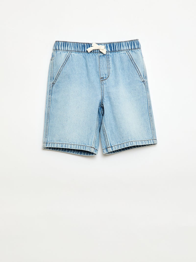 Elasticated Denim Shorts Blue - Kiabi