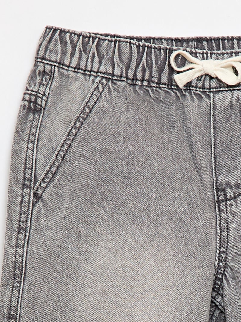 Elasticated Denim Shorts Grey - Kiabi