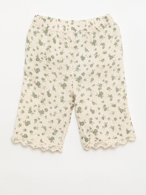 Embroidered cotton gauze pants - Kiabi