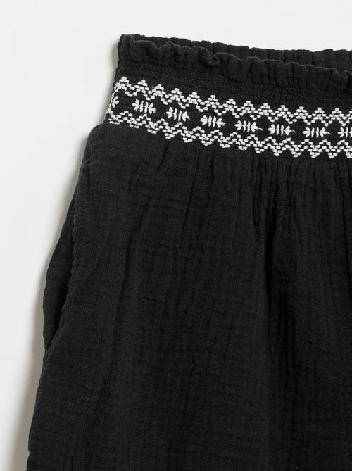 Embroidered Cotton Gauze Shorts - Kiabi