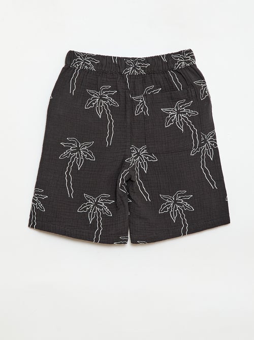 Embroidered Cotton Gauze Shorts - Kiabi