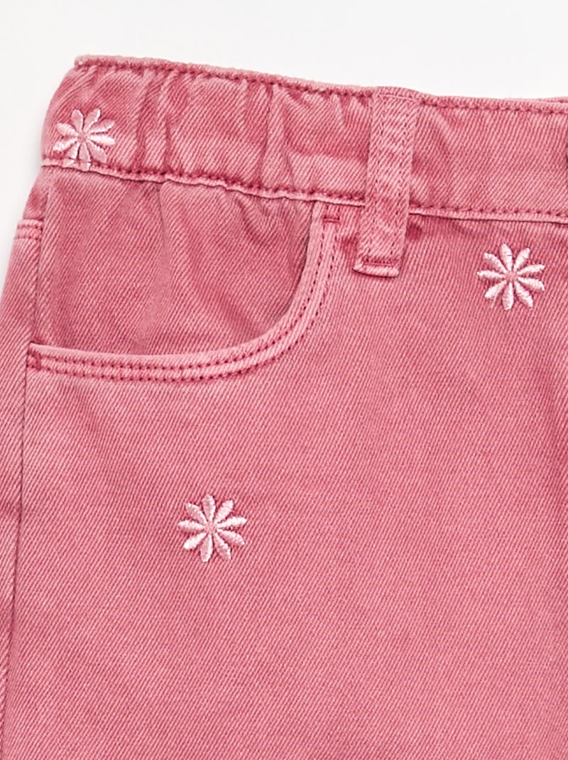 Embroidered Denim Pants Pink - Kiabi