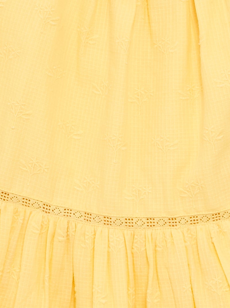 Embroidered Dress with Non-Adjustable Spaghetti Straps Yellow - Kiabi
