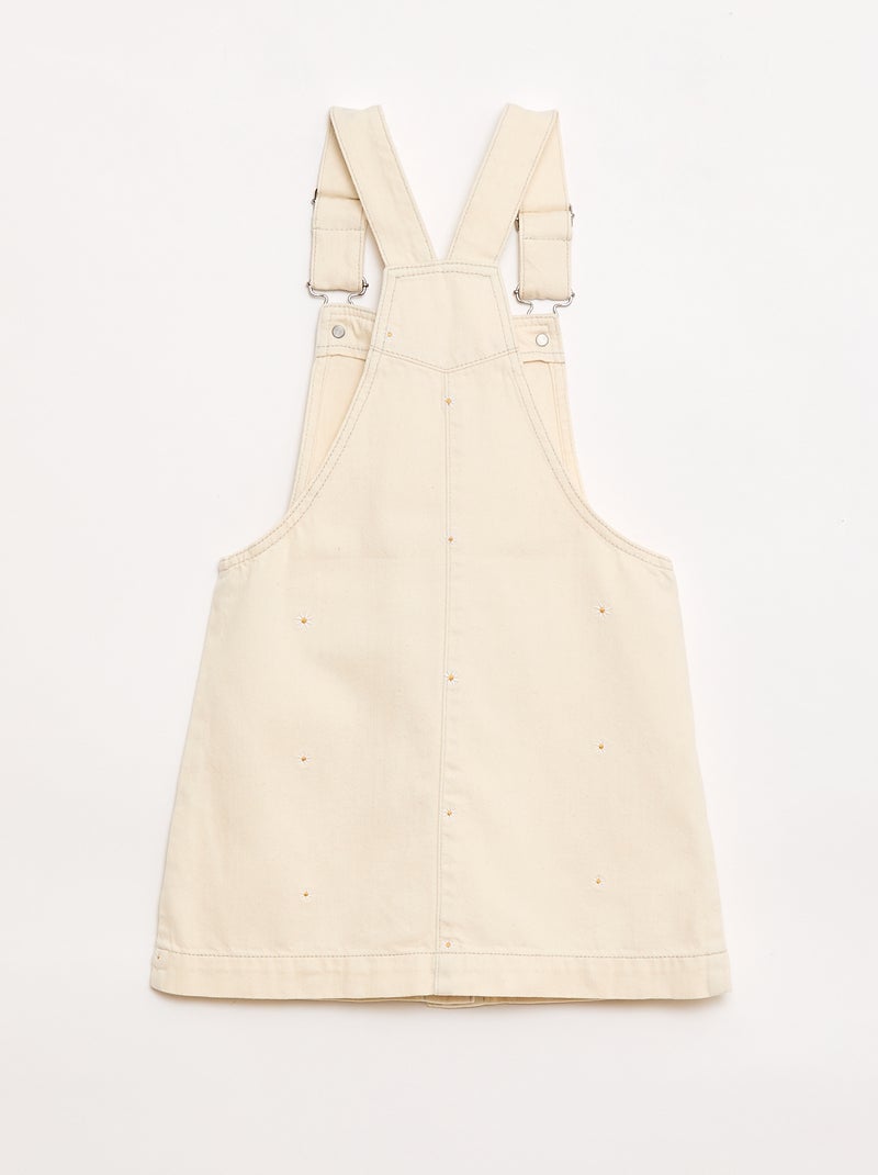 Embroidered Floral Short Overalls Beige - Kiabi