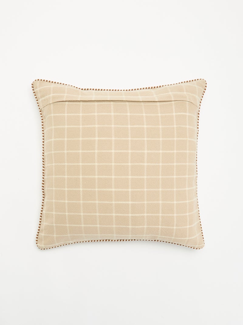 Embroidered Floral Square Cushion Cover Beige - Kiabi