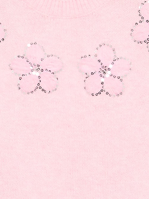 Embroidered Flower and Sequin Sweater - Kiabi