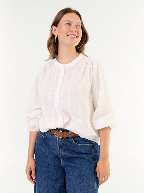 Embroidered long-sleeved blouse - Kiabi