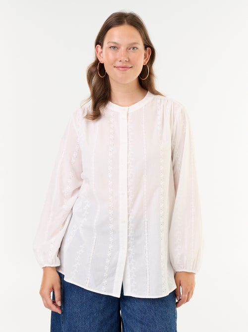 Embroidered long-sleeved blouse - Kiabi